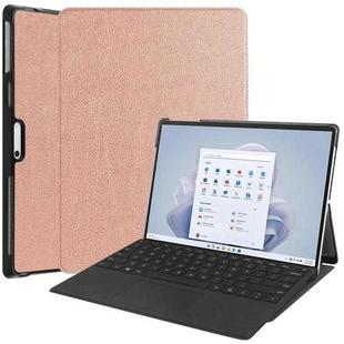 For Microsoft Surface Pro 9 Custer Pure Color Holder Leather Tablet Case(Rose Gold)