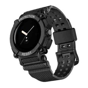 For Google Pixel Watch Three-proof Solid Color Integrated Watch Band(Black)