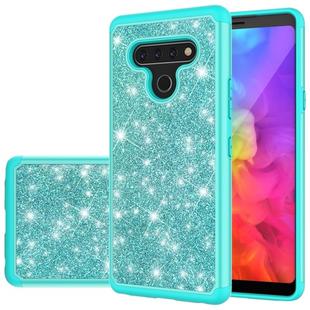 For LG Q Stylo 6 Glitter Powder Contrast Skin Shockproof Silicone + PC Protective Case(Green)