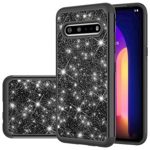 For LG V60 ThinQ Glitter Powder Contrast Skin Shockproof Silicone + PC Protective Case(Black)