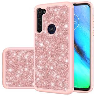 For Motorola Moto G Stylus(2020) Glitter Powder Contrast Skin Shockproof Silicone + PC Protective Case(Rose Gold)