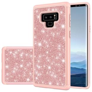 For Galaxy Note9 Glitter Powder Contrast Skin Shockproof Silicone + PC Protective Case(Rose Gold)