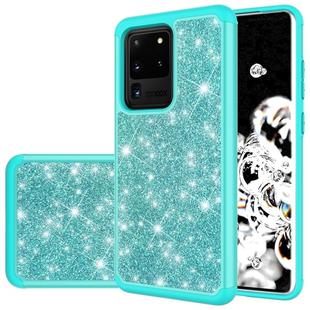 For Galaxy S20 Ultra Glitter Powder Contrast Skin Shockproof Silicone + PC Protective Case(Green)