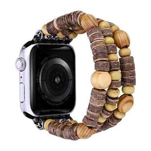 Wood Beads Watch Band For Apple Watch Ultra 49mm / Series 8&7 45mm / SE 2&6&SE&5&4 44mm / 3&2&1 42mm(3-row Beads)