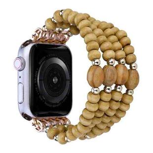 Wood Beads Watch Band For Apple Watch Series 8&7 41mm / SE 2&6&SE&5&4 40mm / 3&2&1 38mm(4-row Wood Color)