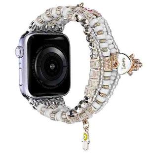 Forest Style Beads Watch Band For Apple Watch Ultra 49mm / Series 8&7 45mm / SE 2&6&SE&5&4 44mm / 3&2&1 42mm(White)