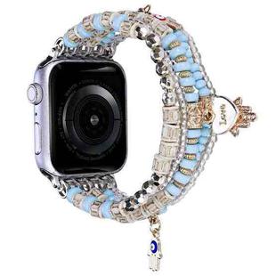 Forest Style Beads Watch Band For Apple Watch Series 8&7 41mm / SE 2&6&SE&5&4 40mm / 3&2&1 38mm(Blue)