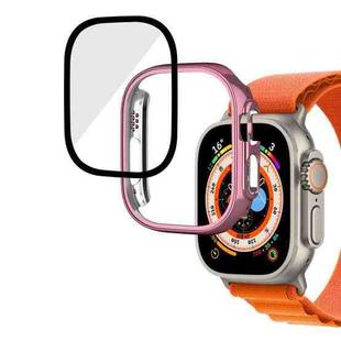 For Apple Watch Ultra 2 / Ultra 49mm Plating Gloss PC Tempered Glass Integral Watch Case(Pink)