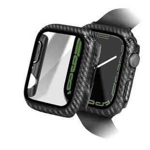 For Apple Watch Series SE 2&6&SE&5&4 44mm Carbon Fiber PC Tempered Glass Integral Watch Case(Black)