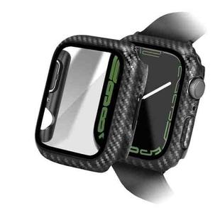 For Apple Watch Series 8&7 41mm Carbon Fiber PC Tempered Glass Integral Watch Case(Black)