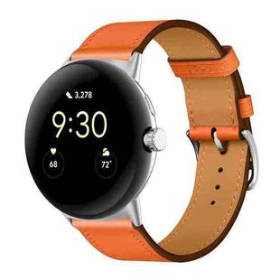 For Google Pixel Watch Genuine Leather Watch Band(Orange)