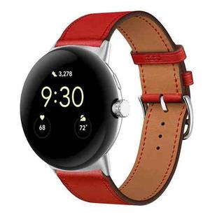 For Google Pixel Watch Genuine Leather Watch Band(Red)