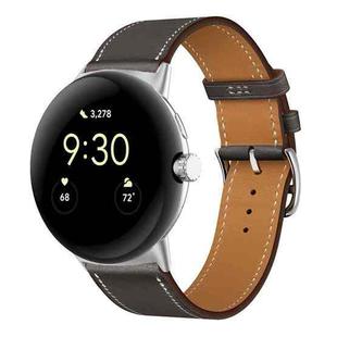 For Google Pixel Watch Genuine Leather Watch Band(Gray Brown)