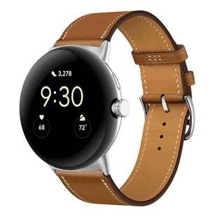 For Google Pixel Watch Genuine Leather Watch Band(Brown)