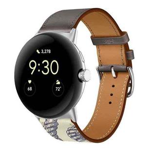 For Google Pixel Watch Genuine Leather Watch Band(Grey+Marl)