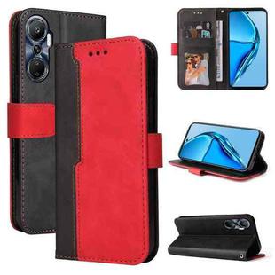 For Infinix Hot 20 4G Stitching-Color Leather Phone Case(Red)