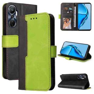 For Infinix Hot 20 4G Stitching-Color Leather Phone Case(Green)