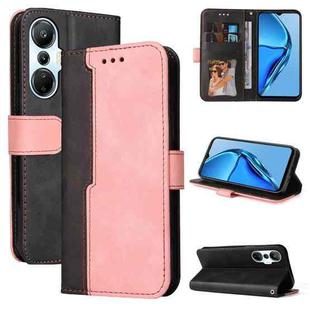 For Infinix Hot 20S Stitching-Color Leather Phone Case(Pink)