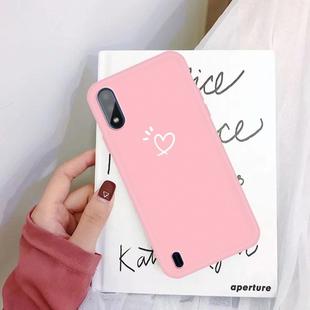 For Galaxy A01 Three Dots Love-heart Pattern Colorful Frosted TPU Phone Protective Case(Pink)