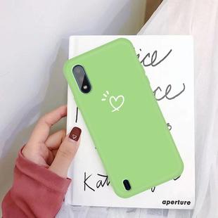 For Galaxy A01 Three Dots Love-heart Pattern Colorful Frosted TPU Phone Protective Case(Green)