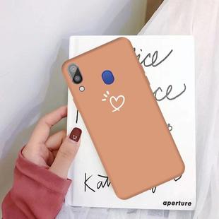 For Galaxy A40 Three Dots Love-heart Pattern Colorful Frosted TPU Phone Protective Case(Coral Orange)