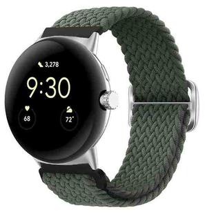 For Google Pixel Watch Buckle Nylon Braided Watch Band(Olive Green)