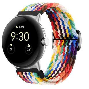 For Google Pixel Watch Buckle Nylon Braided Watch Band(Rainbow)