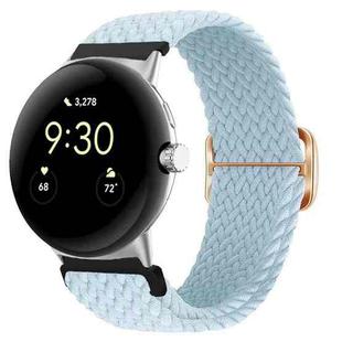 For Google Pixel Watch Buckle Nylon Braided Watch Band(Cyan Blue)