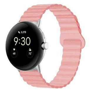 For Google Pixel Watch Reverse Buckle Magnetic Silicone Watch Band(Pink)