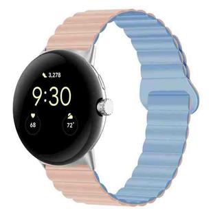 For Google Pixel Watch Reverse Buckle Magnetic Silicone Watch Band(Powder Blue)