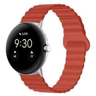 For Google Pixel Watch Reverse Buckle Magnetic Silicone Watch Band(Orange Red)