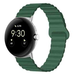 For Google Pixel Watch Reverse Buckle Magnetic Silicone Watch Band(Army Green)