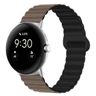 For Google Pixel Watch Reverse Buckle Magnetic Silicone Watch Band(Chocolate Black)