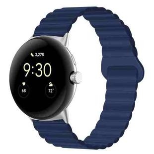 For Google Pixel Watch Reverse Buckle Magnetic Silicone Watch Band(Midnight Blue)