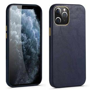 For iPhone 12 Pro Lamb Texture Leather All-inclusive Shockproof Phone Case(Blue)