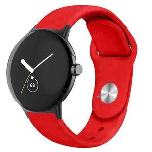 For Google Pixel Watch Solid Color Reverse Buckle Silicone Watch Band(Red)