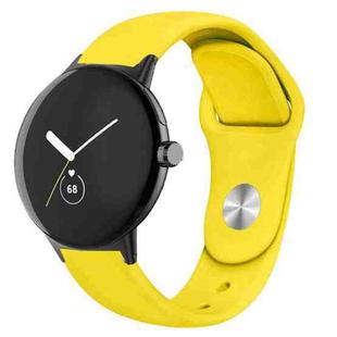 For Google Pixel Watch Solid Color Reverse Buckle Silicone Watch Band(Yellow)