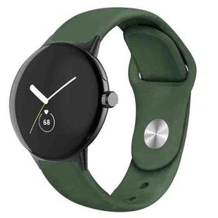 For Google Pixel Watch Solid Color Reverse Buckle Silicone Watch Band(Army Green)