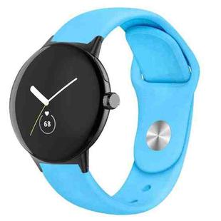 For Google Pixel Watch Solid Color Reverse Buckle Silicone Watch Band(Sky Blue)