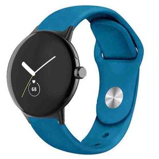 For Google Pixel Watch Solid Color Reverse Buckle Silicone Watch Band(Cyan Blue)