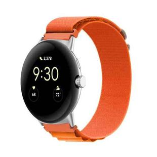 For Google Pixel Watch Nylon Loop Silver Connector Watch Band(Orange)