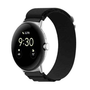 For Google Pixel Watch Nylon Loop Silver Connector Watch Band(Black)