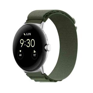 For Google Pixel Watch Nylon Loop Silver Connector Watch Band(Green)