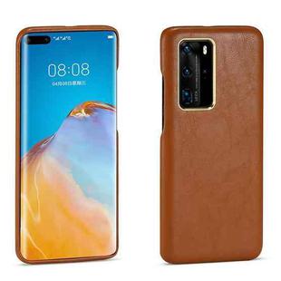 For Huawei P40 Lamb Texture Leather All-inclusive Shockproof Phone Case(Brown)