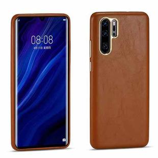 For Huawei P30 Pro Lamb Texture Leather All-inclusive Shockproof Phone Case(Brown)