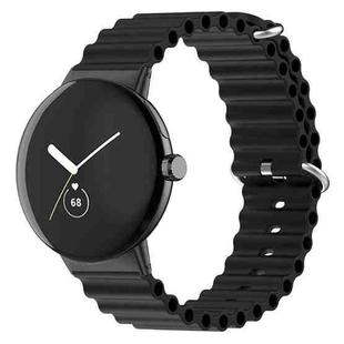 For Google Pixel Watch Ocean Silicone Watch Band(Black)