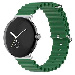 For Google Pixel Watch Ocean Silicone Watch Band(Army Green)