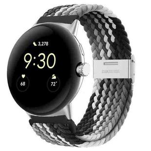 For Google Pixel Watch Metal Buckle Nylon Watch Band(Black Grey)