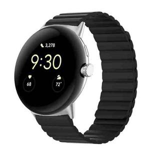 For Google Pixel Watch Two-section Magnetic Silicone Watch Band(Black)