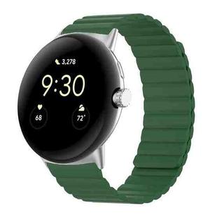 For Google Pixel Watch Two-section Magnetic Silicone Watch Band(Army Green)